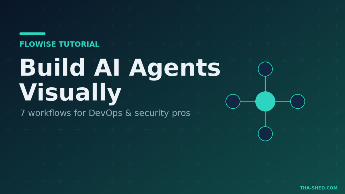 Flowise tutorial featured image: build AI agents visually, dark navy and teal branded graphic