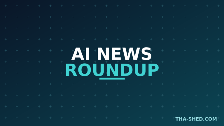 AI news roundup June 2026, dark navy and teal branded graphic with plus pattern