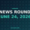 AI news roundup June 24 2026, dark navy and teal branded graphic with plus pattern