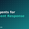 AI agents for incident response, dark navy and teal Tha-Shed branded graphic with plus pattern