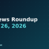 AI news roundup June 26 2026, dark navy and teal Tha-Shed branded graphic with plus pattern