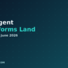 AI agent platforms news June 2026, dark navy and teal branded graphic with plus pattern
