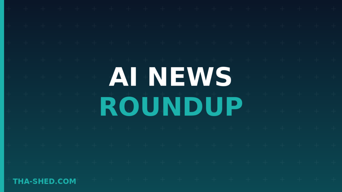AI news roundup June 2026, dark navy and teal branded graphic with plus pattern