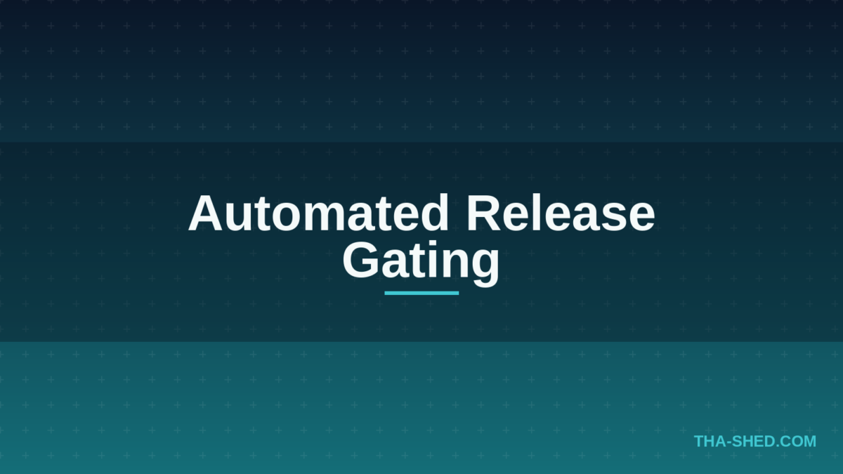 Automated release gating AI agent workflow diagram on dark navy and teal background