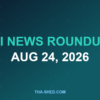 AI news roundup August 24 2026, dark navy and teal branded graphic