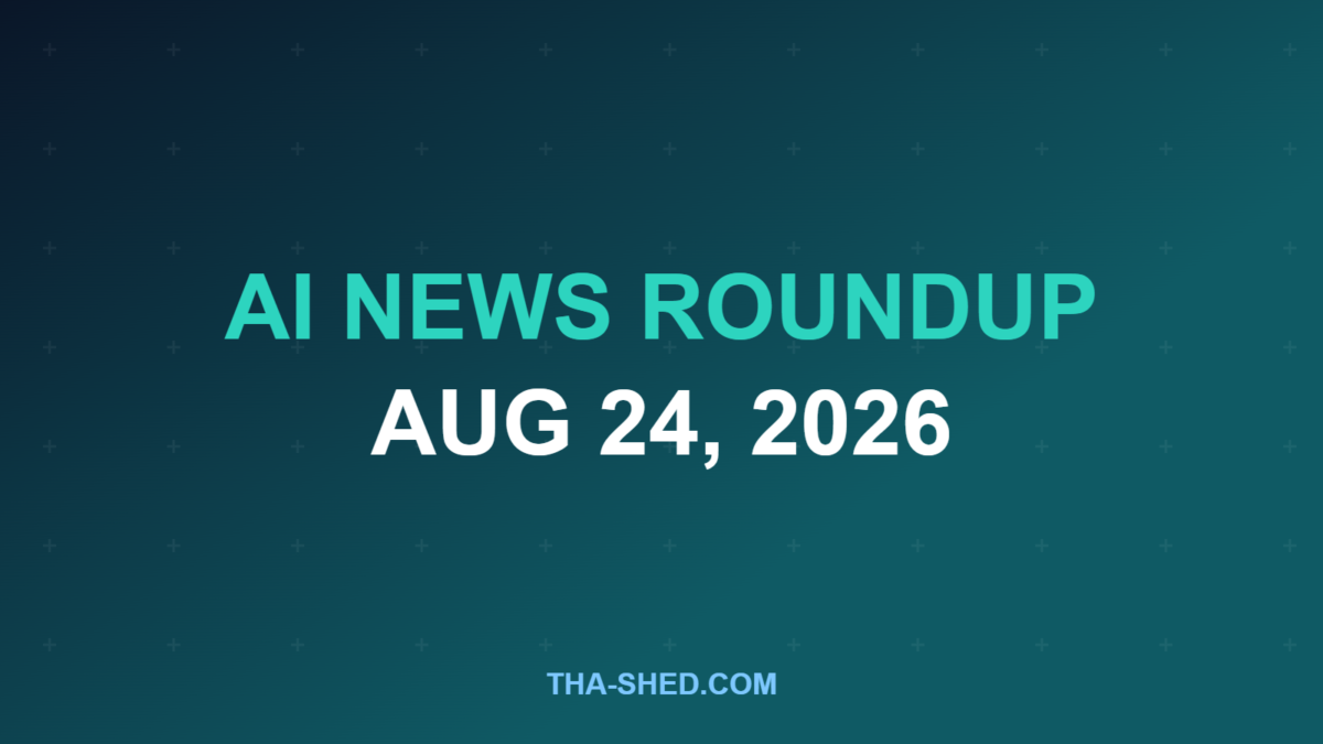 AI news roundup August 24 2026, dark navy and teal branded graphic