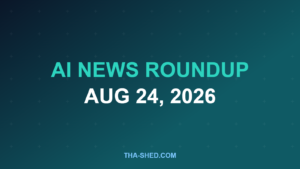 AI news roundup August 24 2026, dark navy and teal branded graphic