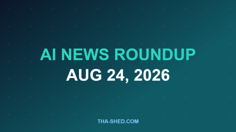 AI news roundup August 24 2026, dark navy and teal branded graphic