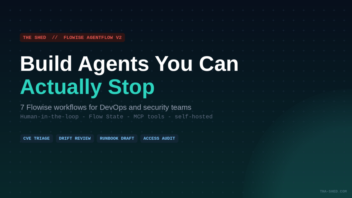 Flowise AgentFlow V2 tutorial banner for DevOps and security teams