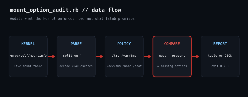 Audit Live Mount Options on Linux with Ruby: Is /tmp Really noexec?