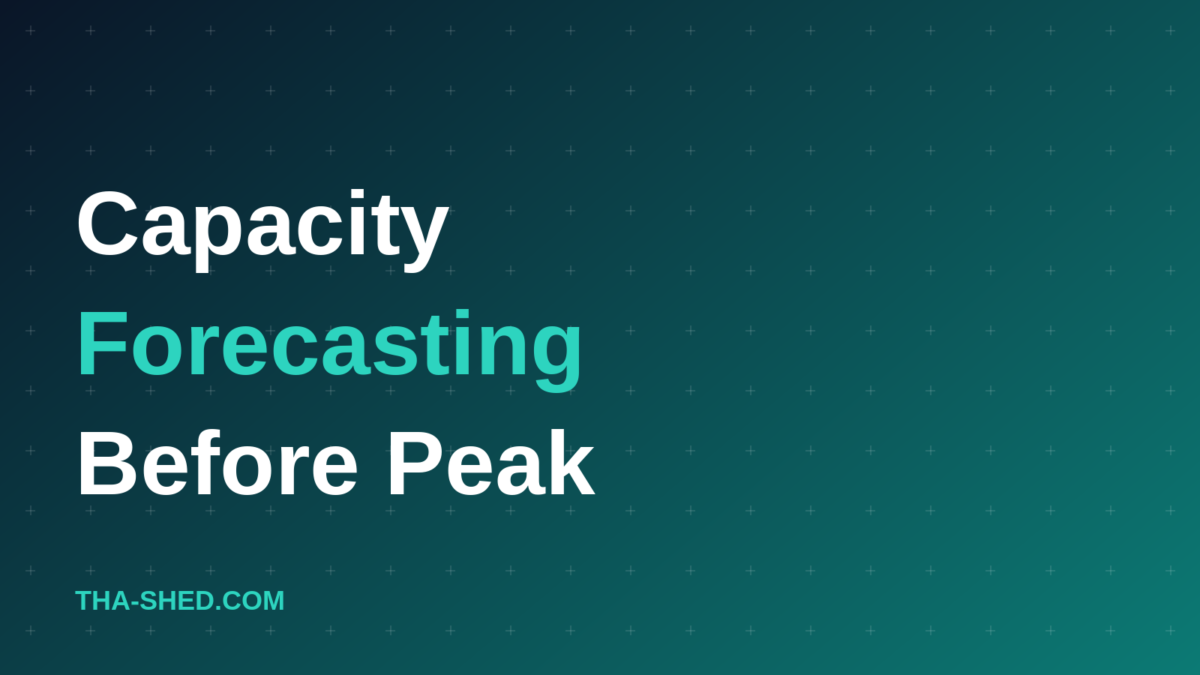 Automated capacity forecasting for DevOps teams, dark navy and teal graphic