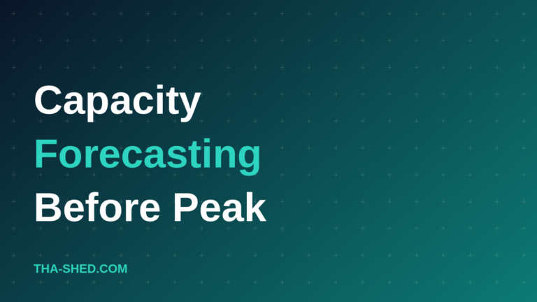 Automated capacity forecasting for DevOps teams, dark navy and teal graphic