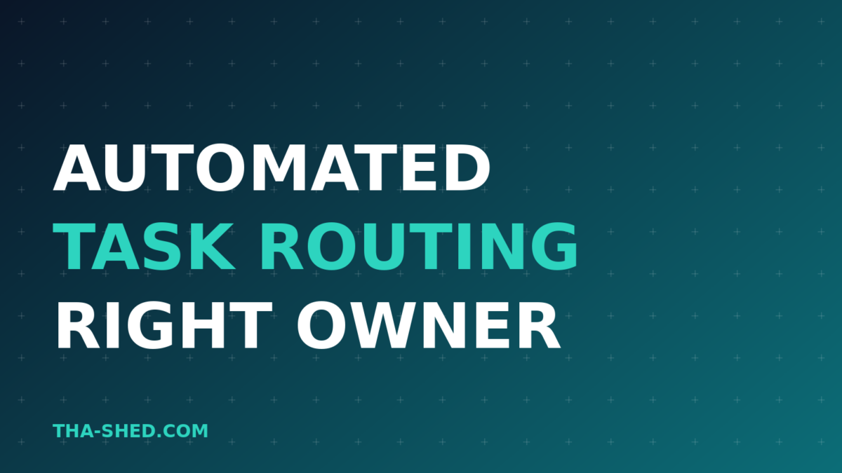 Automated task routing workflow for DevOps teams, dark navy and teal graphic